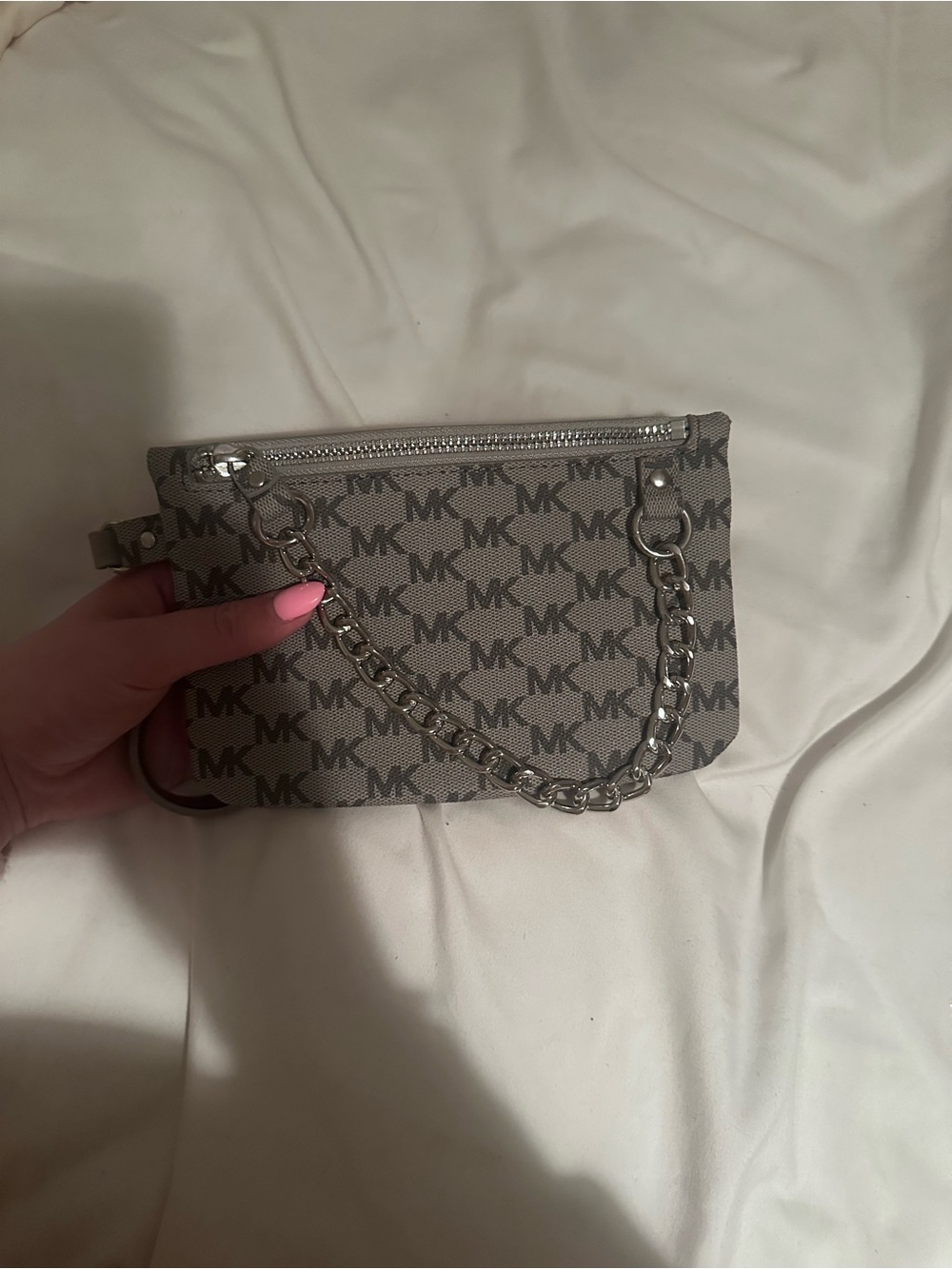 Michael Kors Gray Logo Chain Belt Bag